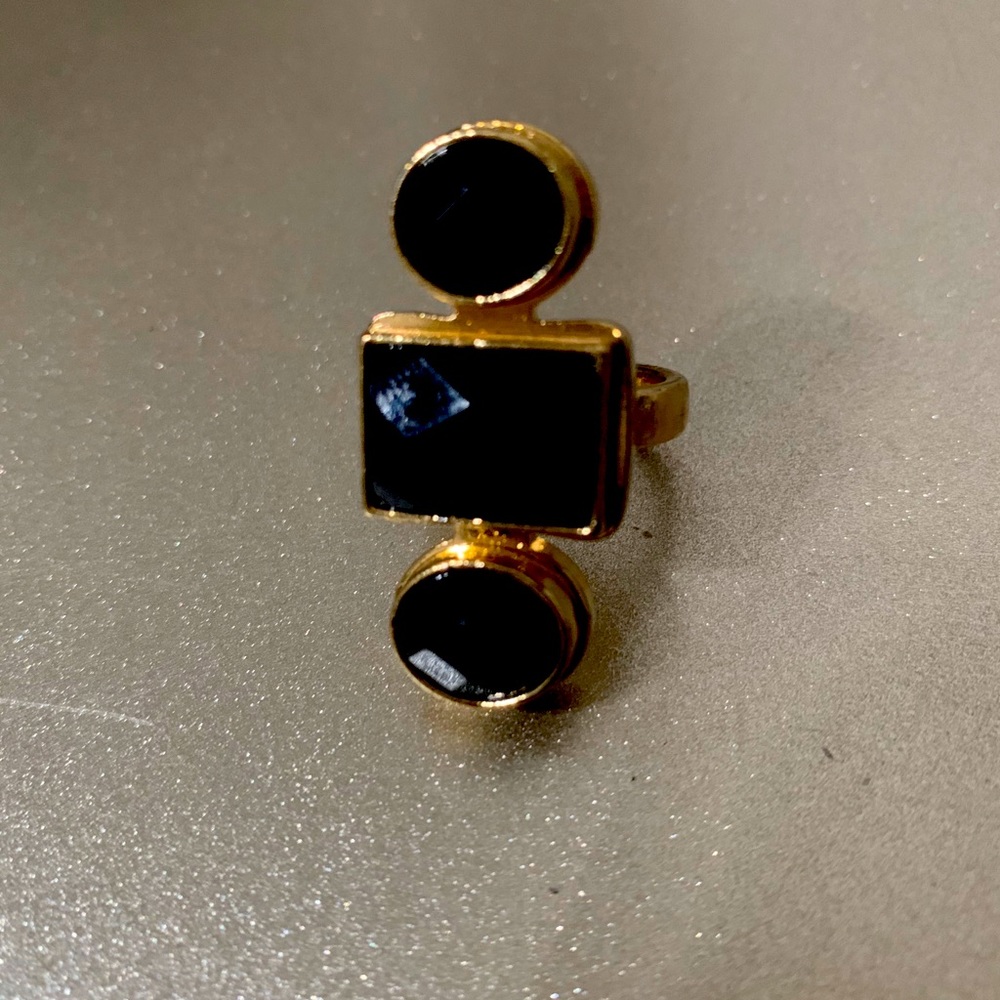 Black Gold Geometric Statement Ring